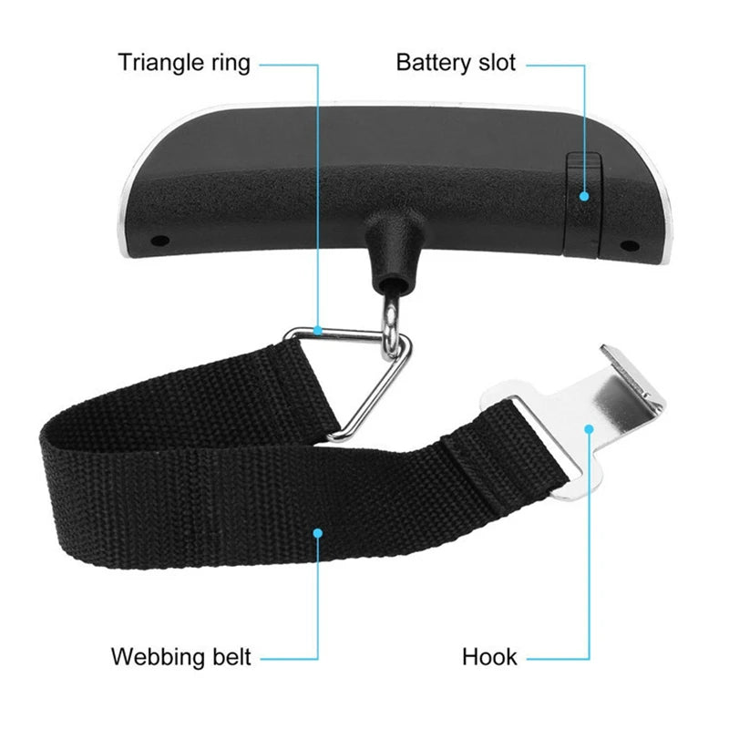 Digital Luggage Scale | 50kg Capacity | 50g Accuracy | LCD Display | Belt & Hook Style