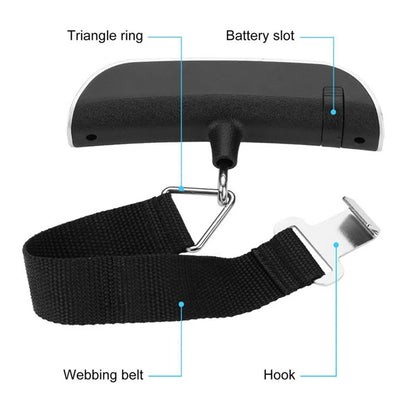 Digital Luggage Scale | 50kg Capacity | 50g Accuracy | LCD Display | Belt & Hook Style