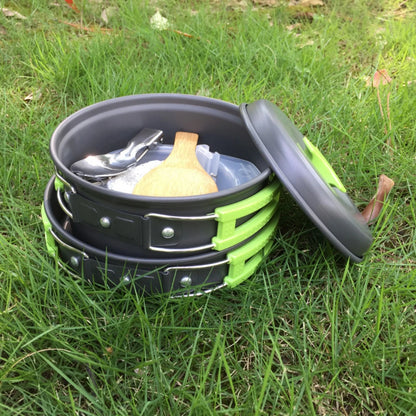 1.8L Mini Camping Cook Set | Aluminium Non-Stick Pot | Nested Storage | Green, Orange & Black
