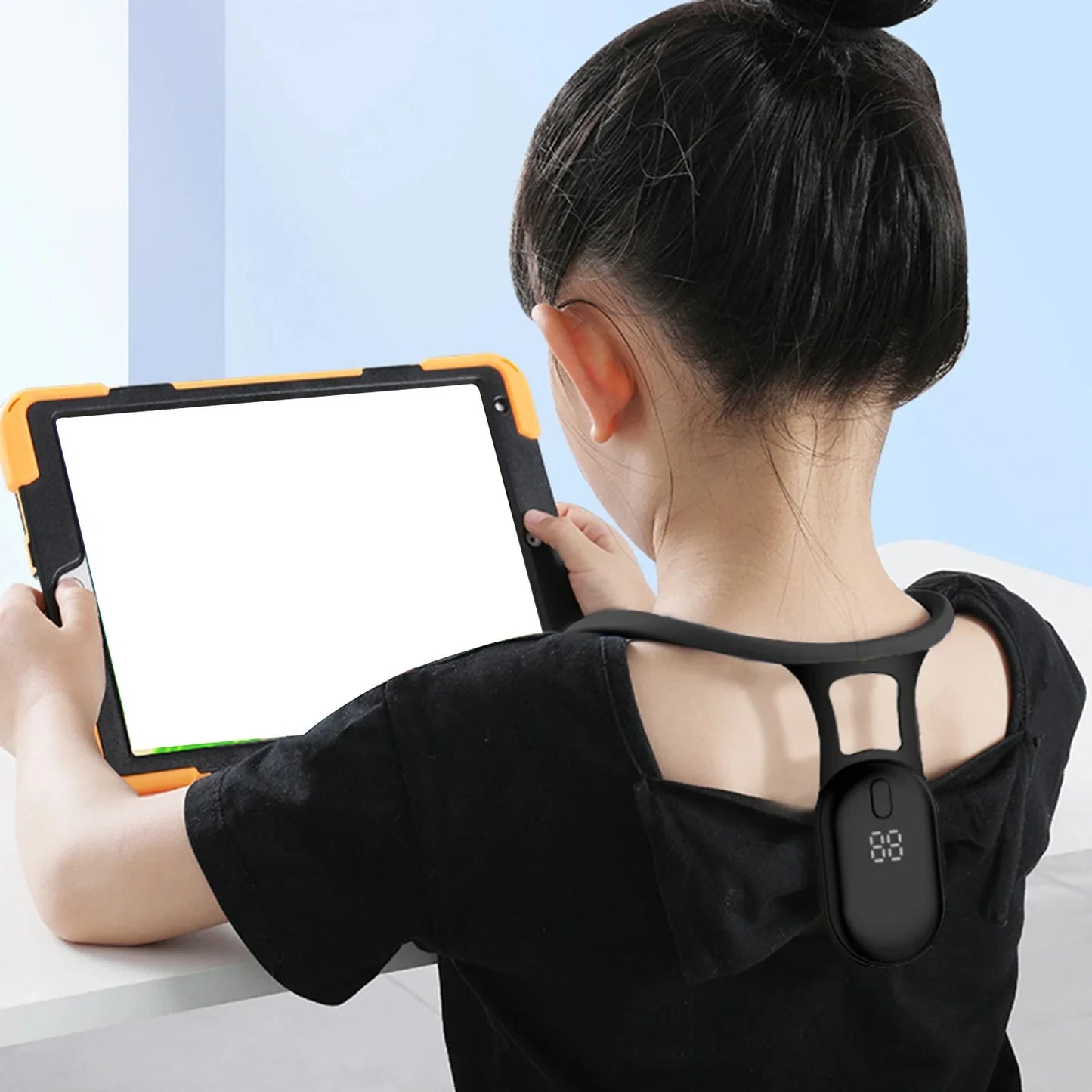 Smart Posture Reminder | Micro-Vibration Alert | Food-Grade Silicone | USB Rechargeable | Black