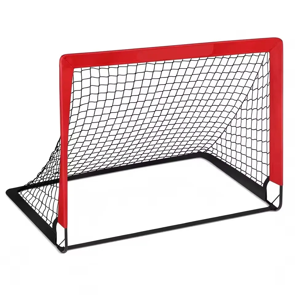 Foldable Football Goal | Kids Training | Nylon Net | Backyard & Garden | Black, Red, Blue & Orange