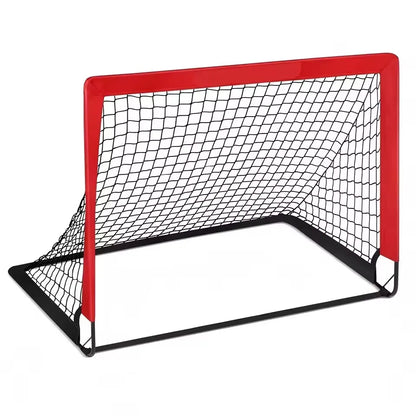 Foldable Football Goal | Kids Training | Nylon Net | Backyard & Garden | Black, Red, Blue & Orange