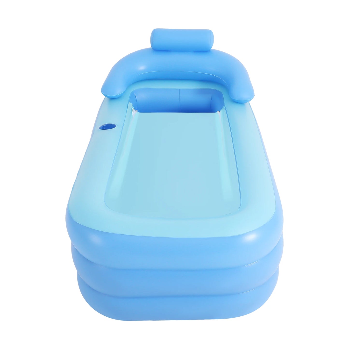 Inflatable Foldable Bathtub | PVC | Zipper Cover & Bubble Mat | 160x84x64cm | Blue