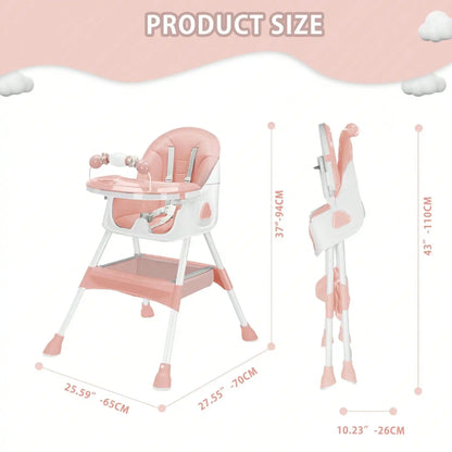 Baby High Chair | 3-in-1 Foldable Design | Adjustable With Safety Belt