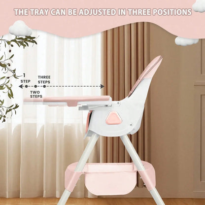 Baby High Chair | 3-in-1 Foldable Design | Adjustable With Safety Belt