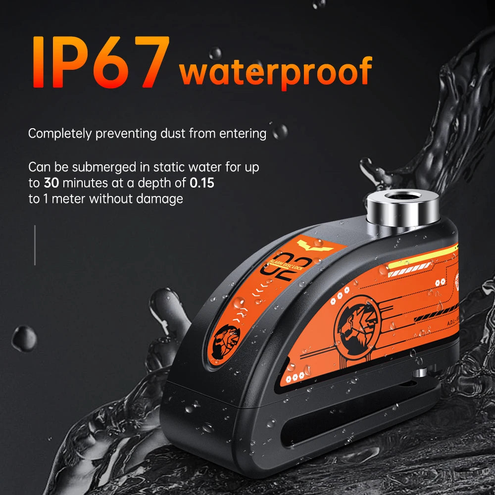 120dB Motorcycle Disc Lock Bike Wheel Padlock Waterproof Scooter Motorcycle Alarm Lock Anti-Theft Padlock Bicycle Alarm Lock