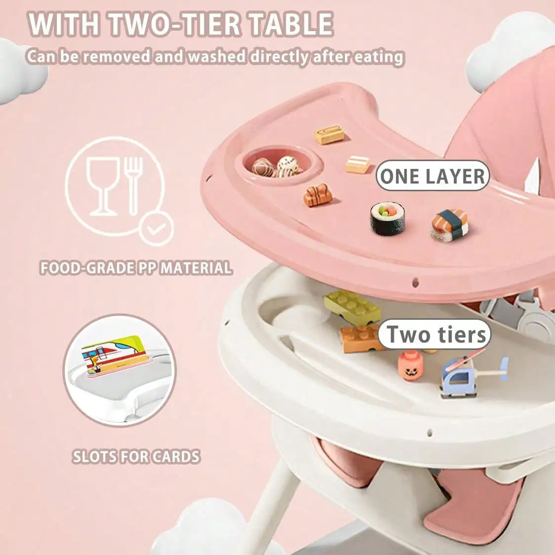Baby High Chair | 3-in-1 Foldable Design | Adjustable With Safety Belt