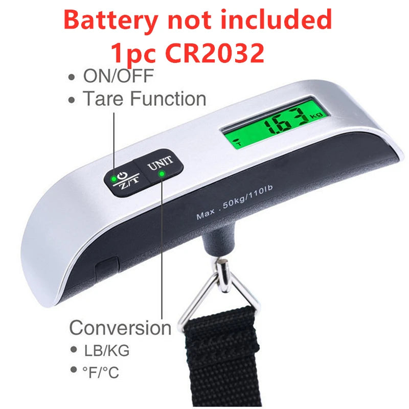 Digital Luggage Scale | 50kg Capacity | 50g Accuracy | LCD Display | Belt & Hook Style