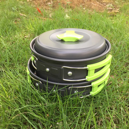 1.8L Mini Camping Cook Set | Aluminium Non-Stick Pot | Nested Storage | Green, Orange & Black