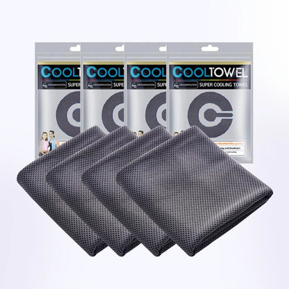 Cooling Sports Towel 4 Pack | Quick-Dry Fabric | 90×30cm | Blue & Grey