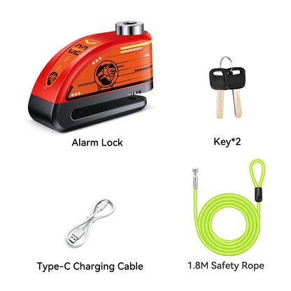 120dB Motorcycle Disc Lock Bike Wheel Padlock Waterproof Scooter Motorcycle Alarm Lock Anti-Theft Padlock Bicycle Alarm Lock