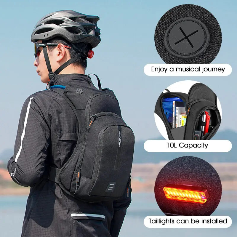 10L Cycling Hydration Backpack | Bounce-Free Harness | Reflective | With or Without Water Bag