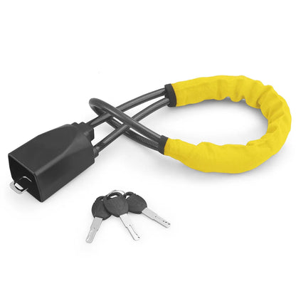Universal Steering Wheel Lock with Seat Belt Socket and Steel Cable – Heavy-Duty Anti-Theft Security Device with 3 Keys for Cars, Trucks, SUVs, Vans and RVs