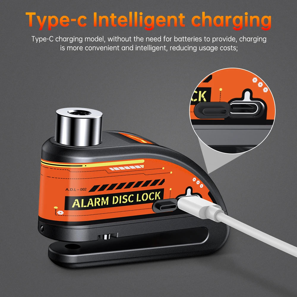 120dB Motorcycle Disc Lock Bike Wheel Padlock Waterproof Scooter Motorcycle Alarm Lock Anti-Theft Padlock Bicycle Alarm Lock