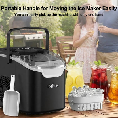 Portable Countertop Ice Maker | 12kg/24h | 8 Cubes in 6 Min | 0.8L Reservoir | Black