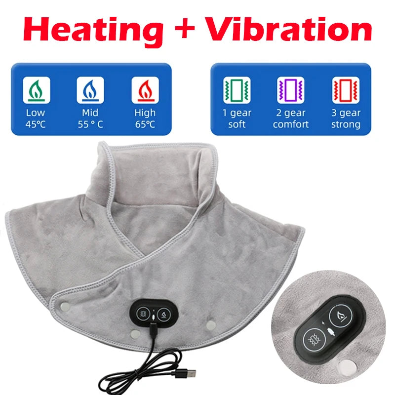 Heated Neck & Shoulder Massager | USB 5V | 3 Heat Settings 45-55°C | 30-60min Auto-Off