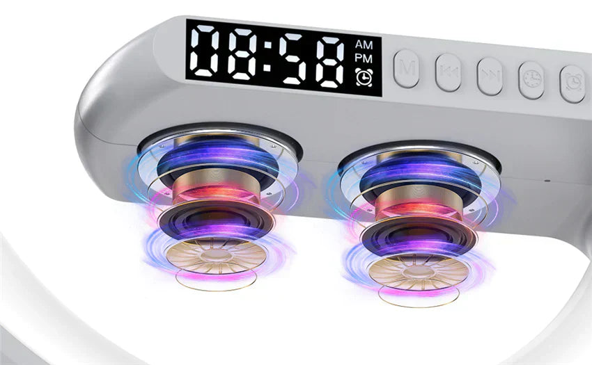 Smart Alarm Clock | Bluetooth Speaker | 15W Wireless Charger | RGB Mood Light | White & Black