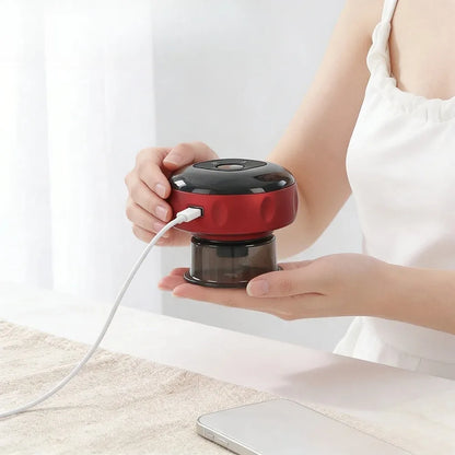 Electric Vacuum Cupping Device | Body Scraping Massager | Heating Suction Cup | 12 Speeds | Red