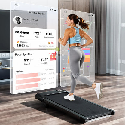 Under Desk Treadmill | Foldable | 2.5HP | 6% Incline | Quiet Motor | Black & Gold