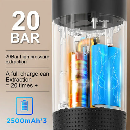 Portable Espresso Coffee Machine | Car & Home | 8g Adapter | Stainless Steel | 4 Colours