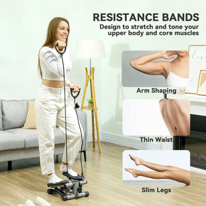 Mini Stepper Exercise Machine | Compact Home Gym | Adjustable Resistance | Grey