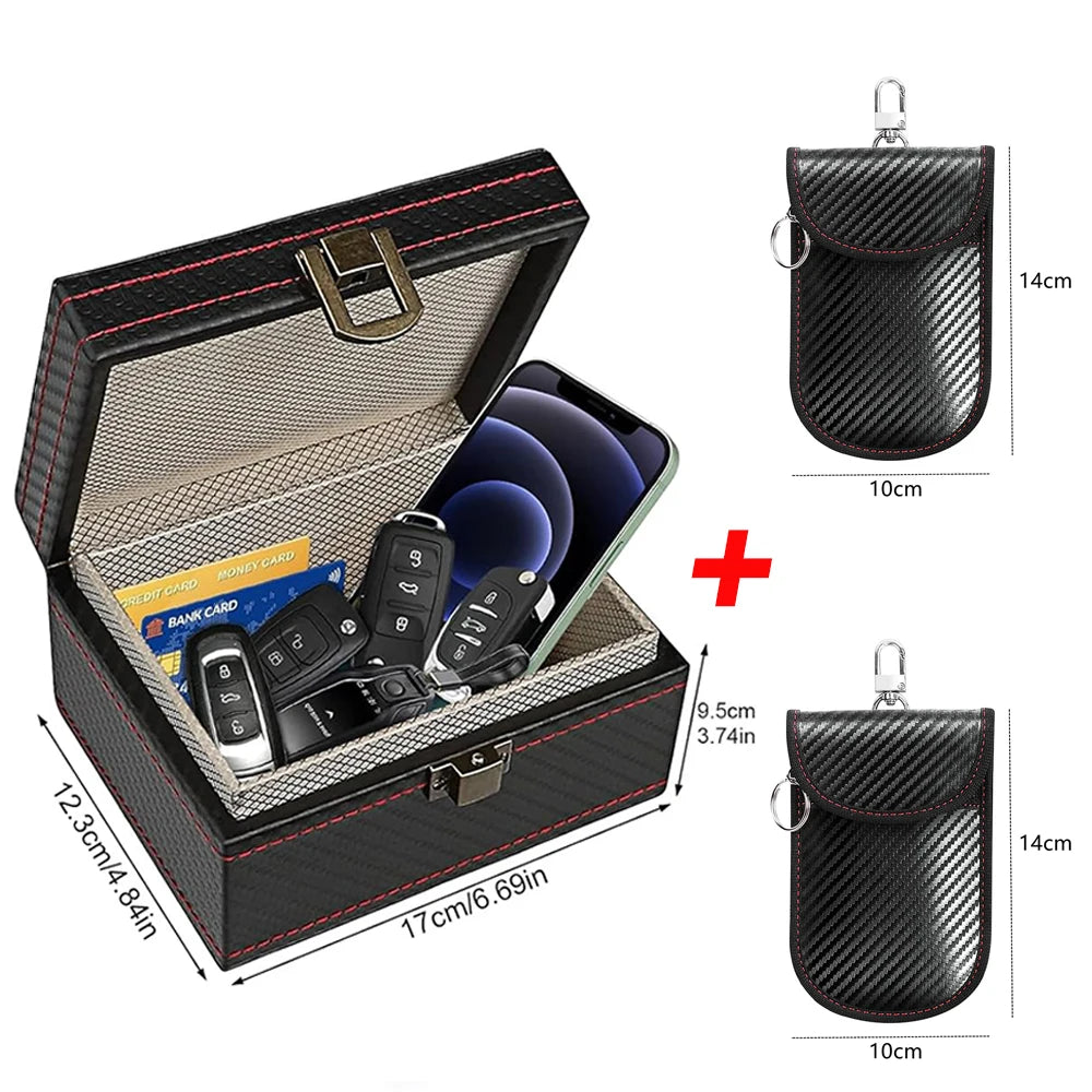 Anti Theft Faraday Box with Bag for Key Fob Cage RFID Faraday Key Fob Protector Radiation-proof Mobile Phone Box Car Keyless