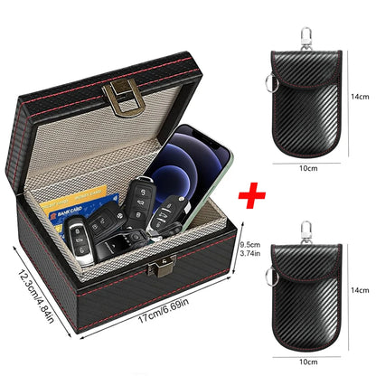 Anti Theft Faraday Box with Bag for Key Fob Cage RFID Faraday Key Fob Protector Radiation-proof Mobile Phone Box Car Keyless
