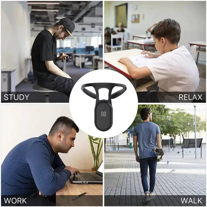 Smart Posture Reminder | Micro-Vibration Alert | Food-Grade Silicone | USB Rechargeable | Black