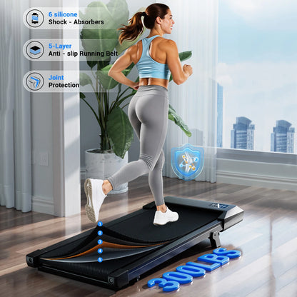 Under Desk Treadmill | Foldable | 2.5HP | 6% Incline | Quiet Motor | Black & Gold