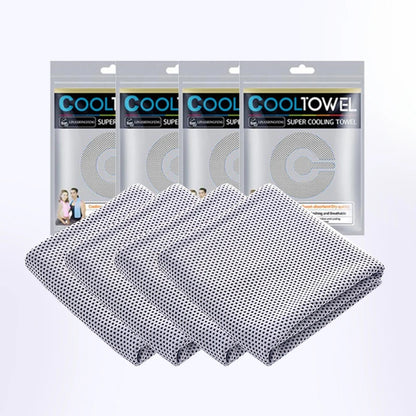 Cooling Sports Towel 4 Pack | Quick-Dry Fabric | 90×30cm | Blue & Grey