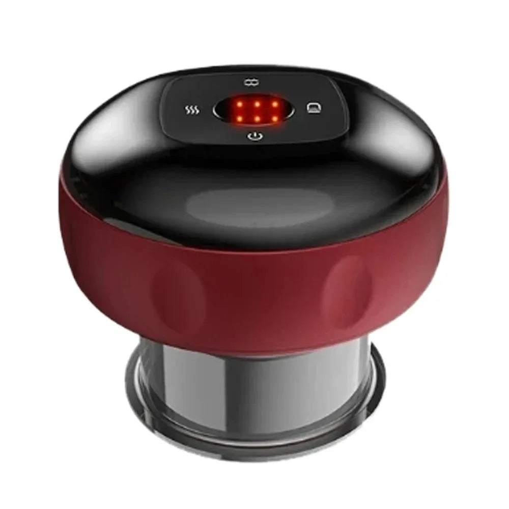 Electric Vacuum Cupping Device | Body Scraping Massager | Heating Suction Cup | 12 Speeds | Red