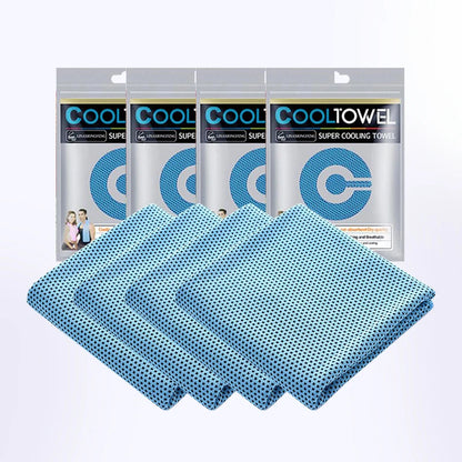 Cooling Sports Towel 4 Pack | Quick-Dry Fabric | 90×30cm | Blue & Grey