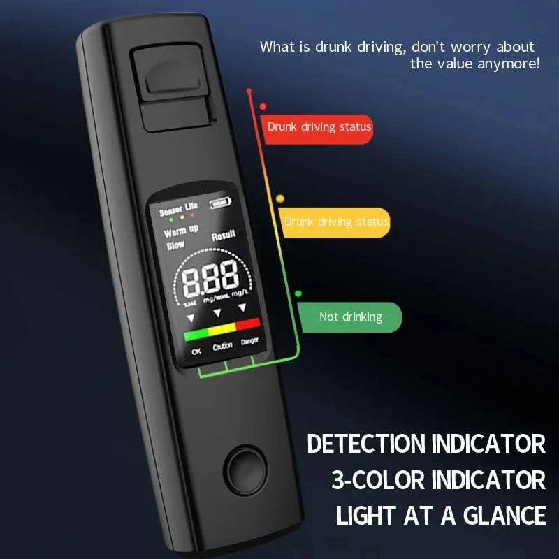 Digital Breathalyser | 0.000–0.199% BAC | High-Sensitivity Sensor | USB-C Rechargeable
