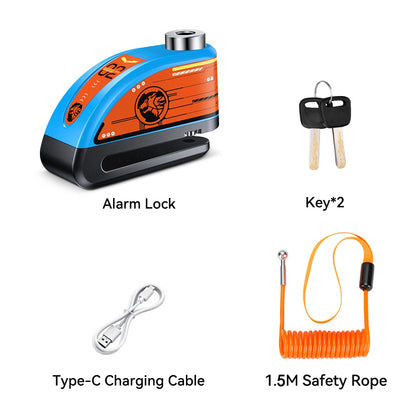 120dB Motorcycle Disc Lock Bike Wheel Padlock Waterproof Scooter Motorcycle Alarm Lock Anti-Theft Padlock Bicycle Alarm Lock
