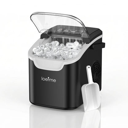 Portable Countertop Ice Maker | 12kg/24h | 8 Cubes in 6 Min | 0.8L Reservoir | Black