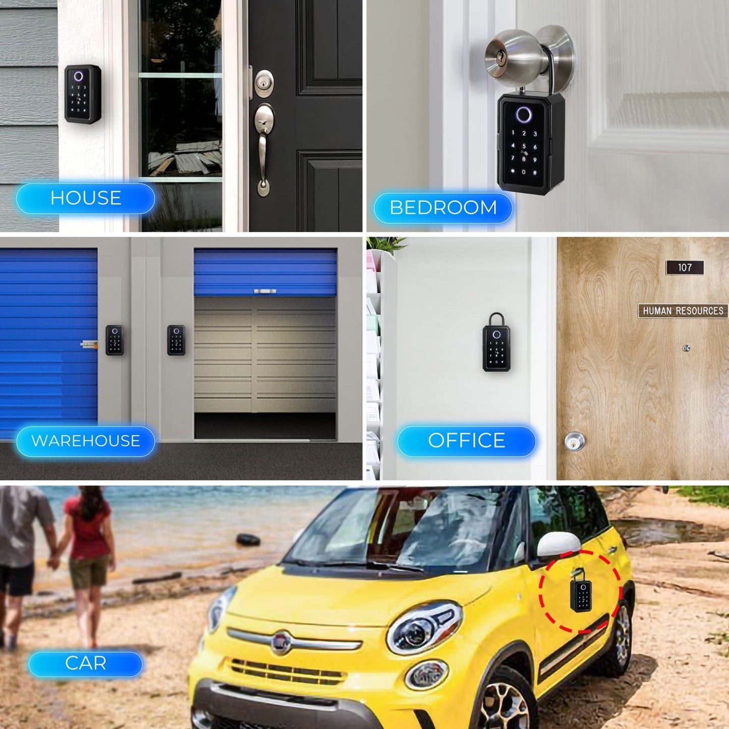 Smart Key Lockbox | Wi-Fi & Fingerprint Access | App Control | Passcode | With or Without Gateway