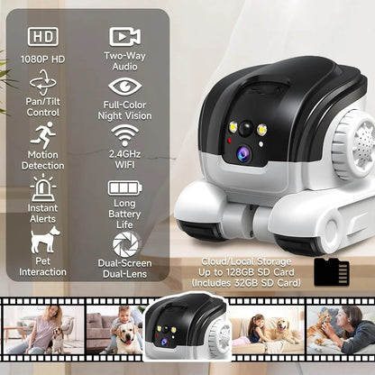 1080P Pet Camera | Two-Way Audio | Colour Night Vision 32ft | Motion Alerts | 32GB SD