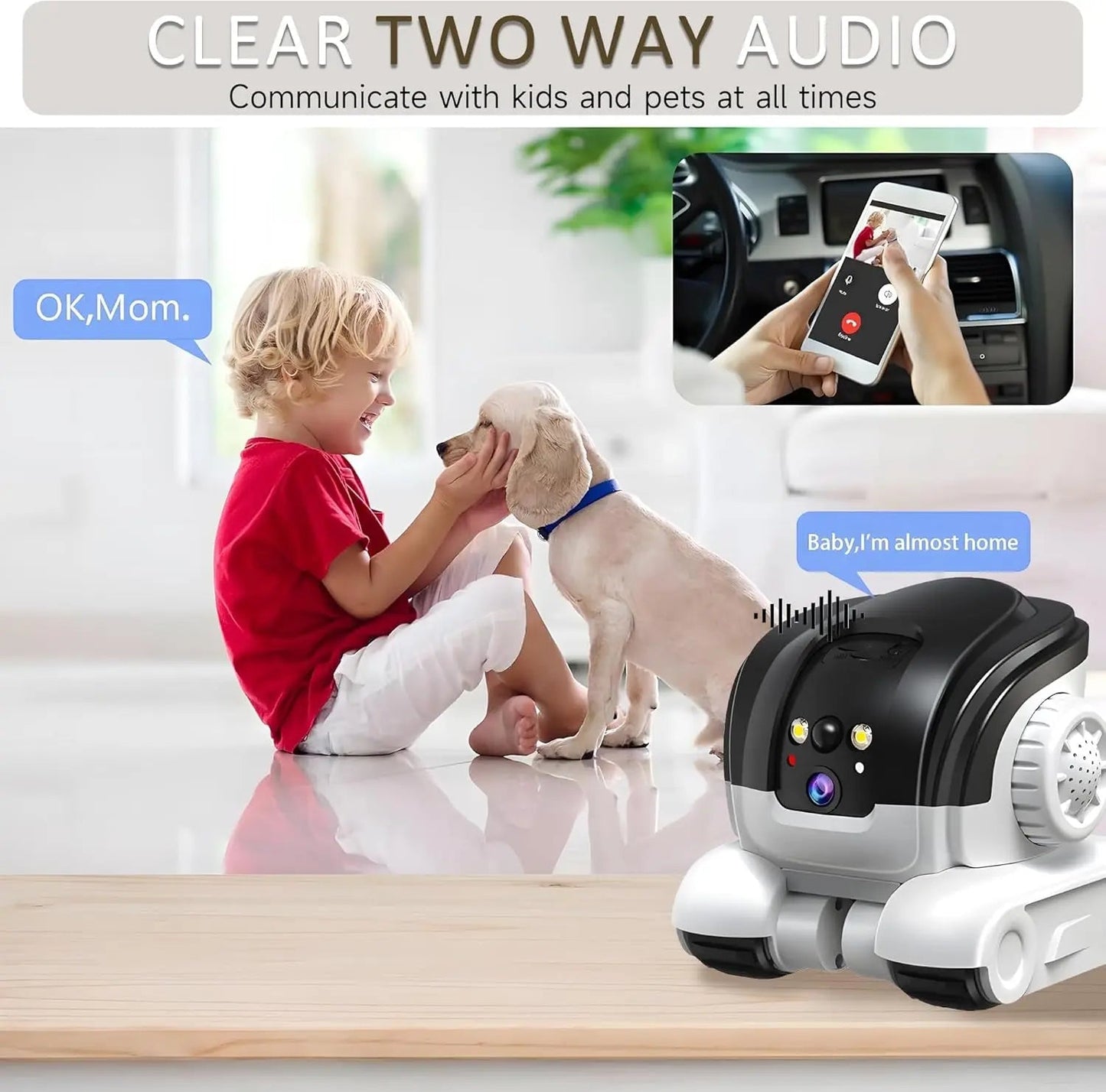 1080P Pet Camera | Two-Way Audio | Colour Night Vision 32ft | Motion Alerts | 32GB SD