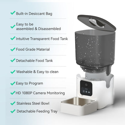 Automatic Pet Feeder | 6L | App Control | Alexa Compatible | Stainless Steel Tray | BPA-Free