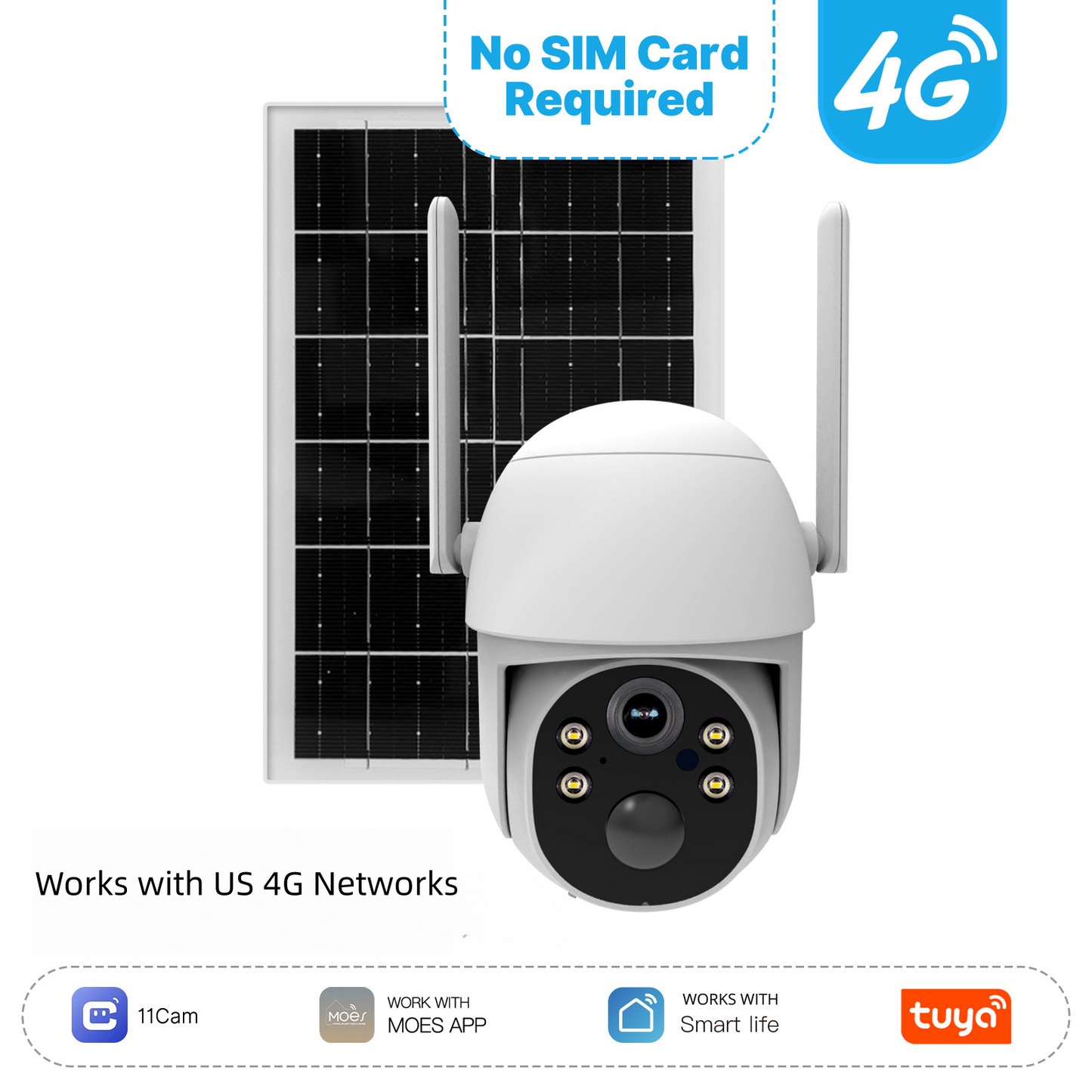 Solar 4G LTE Security Camera | 2K HD | AI Motion | IP65 | 360° Pan & Tilt | Two-Way Audio