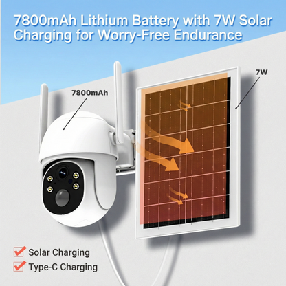 Solar 4G LTE Security Camera | 2K HD | AI Motion | IP65 | 360° Pan & Tilt | Two-Way Audio