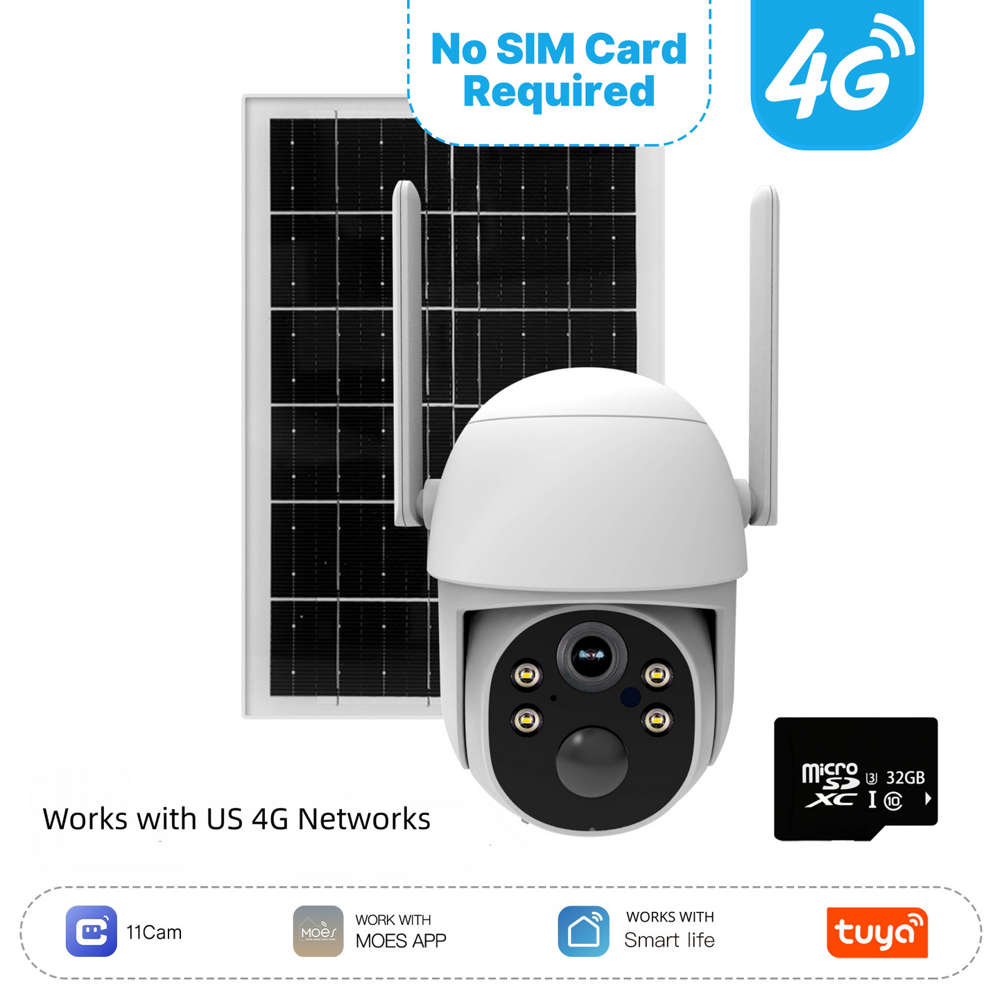 Solar 4G LTE Security Camera | 2K HD | AI Motion | IP65 | 360° Pan & Tilt | Two-Way Audio