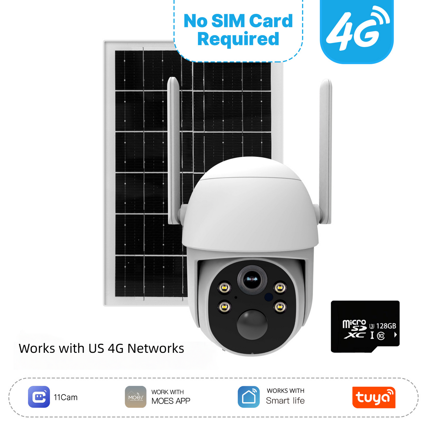 Solar 4G LTE Security Camera | 2K HD | AI Motion | IP65 | 360° Pan & Tilt | Two-Way Audio