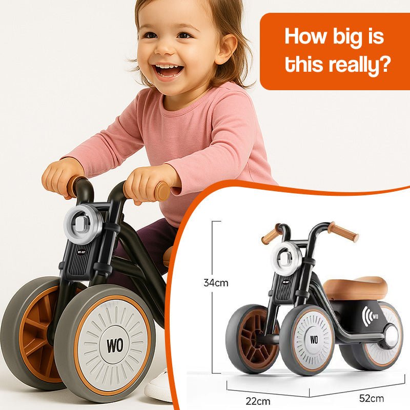 Kids Ride-On Motorcycle | Anti-Tip | Silent EVA Wheels | Light & Sound | Ages 1–6 | 30kg Max