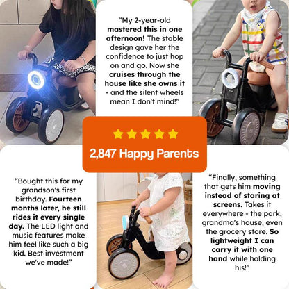 Kids Ride-On Motorcycle | Anti-Tip | Silent EVA Wheels | Light & Sound | Ages 1–6 | 30kg Max
