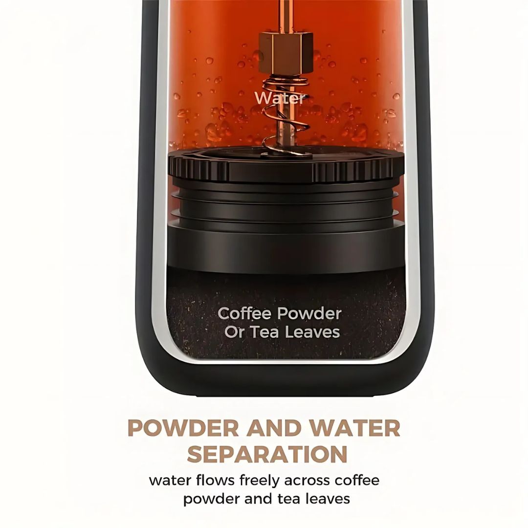 French Press Travel Mug | Double-Wall Stainless Steel | 320ml | Leak-Resistant Lid