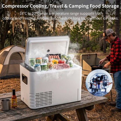Portable Car Refrigerator | -18°C Compressor Cooling | 42mm Insulation | Car & Home Use