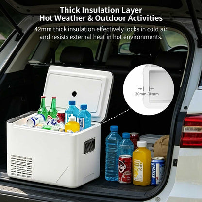 Portable Car Refrigerator | -18°C Compressor Cooling | 42mm Insulation | Car & Home Use