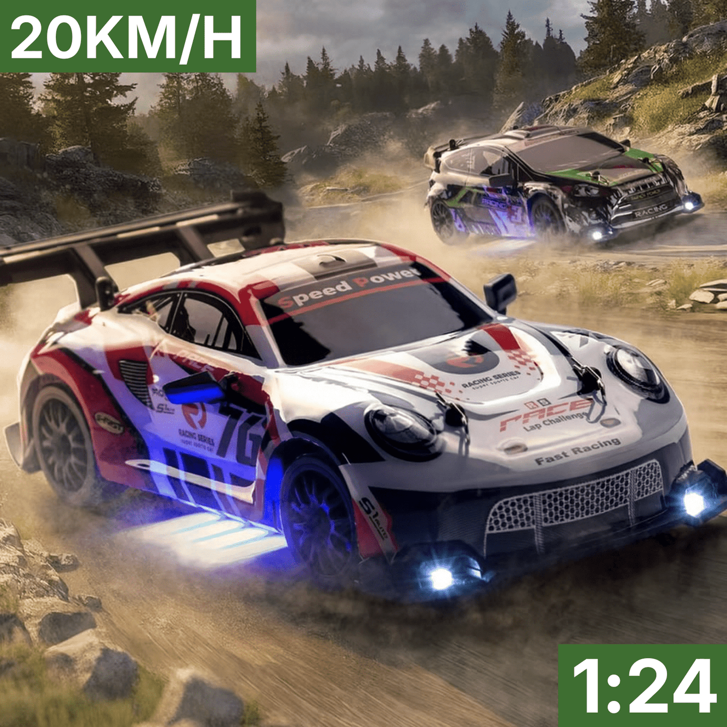 RC Car | Speed & Drift Modes | Interchangeable Tyres | 2.4GHz | LED Headlights | ABS Body