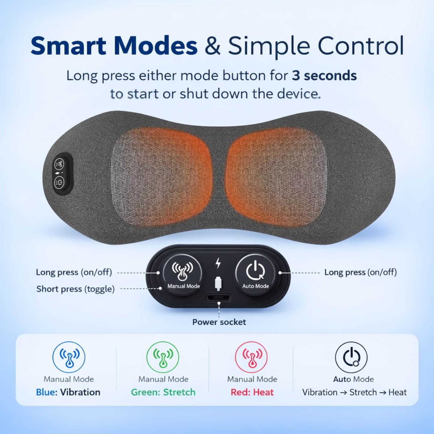 3-in-1 Back Massager with Heat | Vibration | Lumbar Support | Electric | Home & Office